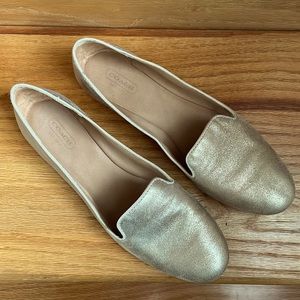 Coach Catrin Metallic Gold Leather Loafers Women’s size 9.5